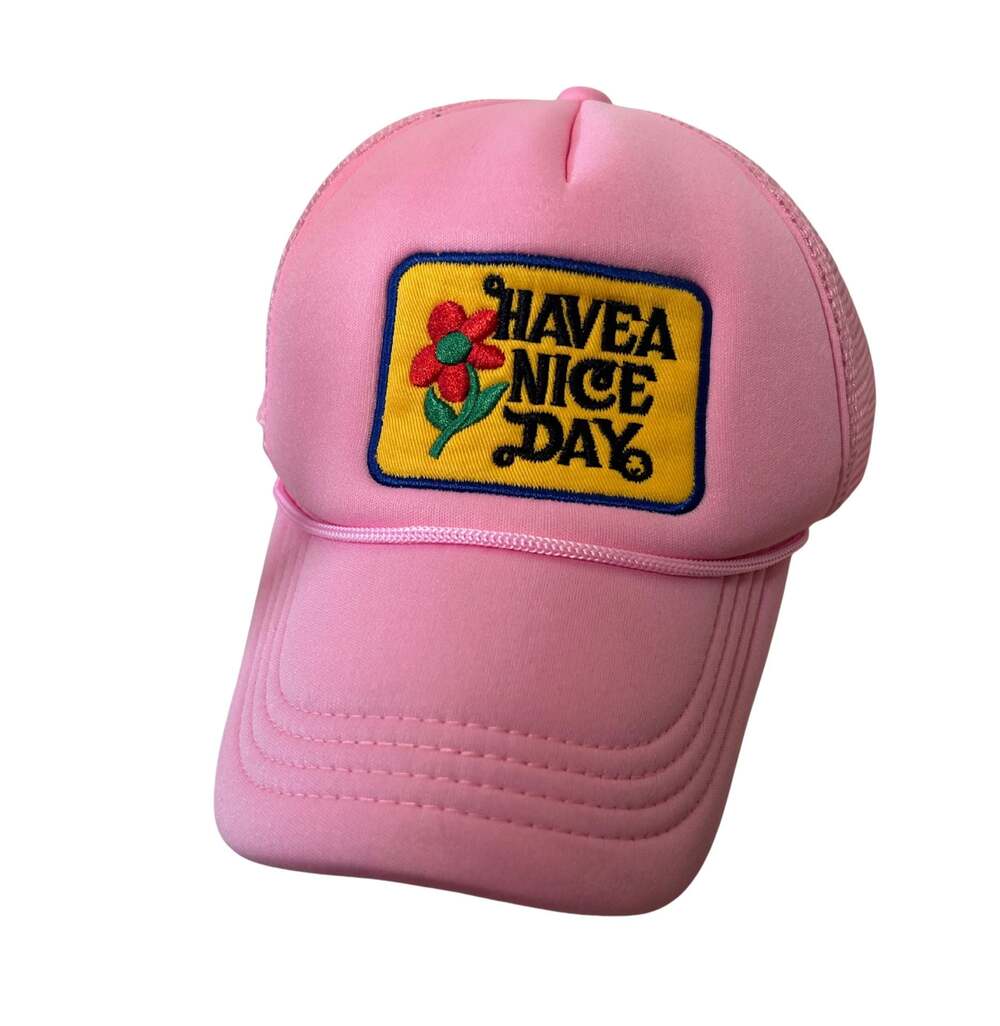 Vintage Style 'Have A Nice Day' Pink Foam Trucker Mesh Snapback Hat